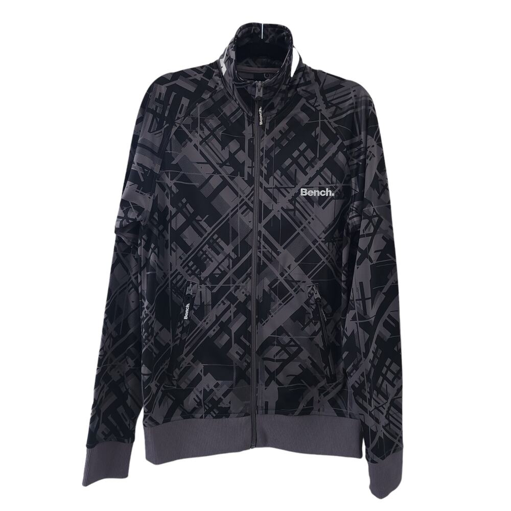 Bench Small Black Gray Zip Up Jacket Hooded Athleisure Performance Layering Gym